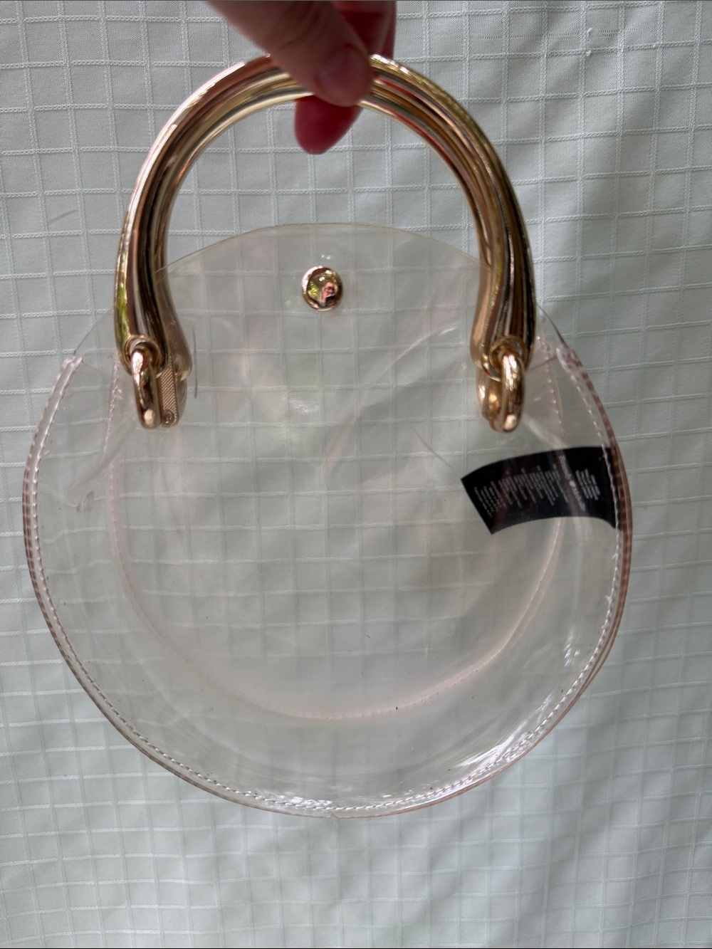 Vintage Brandy Melville Transparent Mini Circle Handbag with Gold Handles